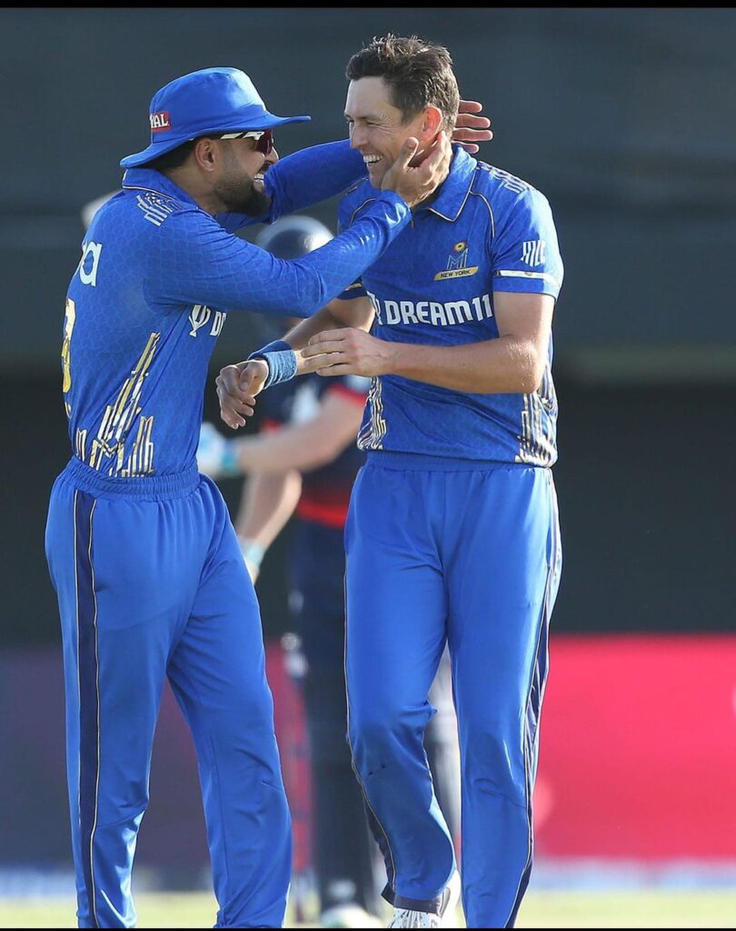 Trent Boult Celebrates his wicket with Rashid Khan. Pic Credits-Twitter