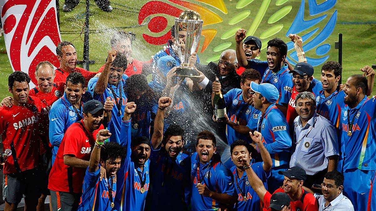 Indian team with 2011 trophy 