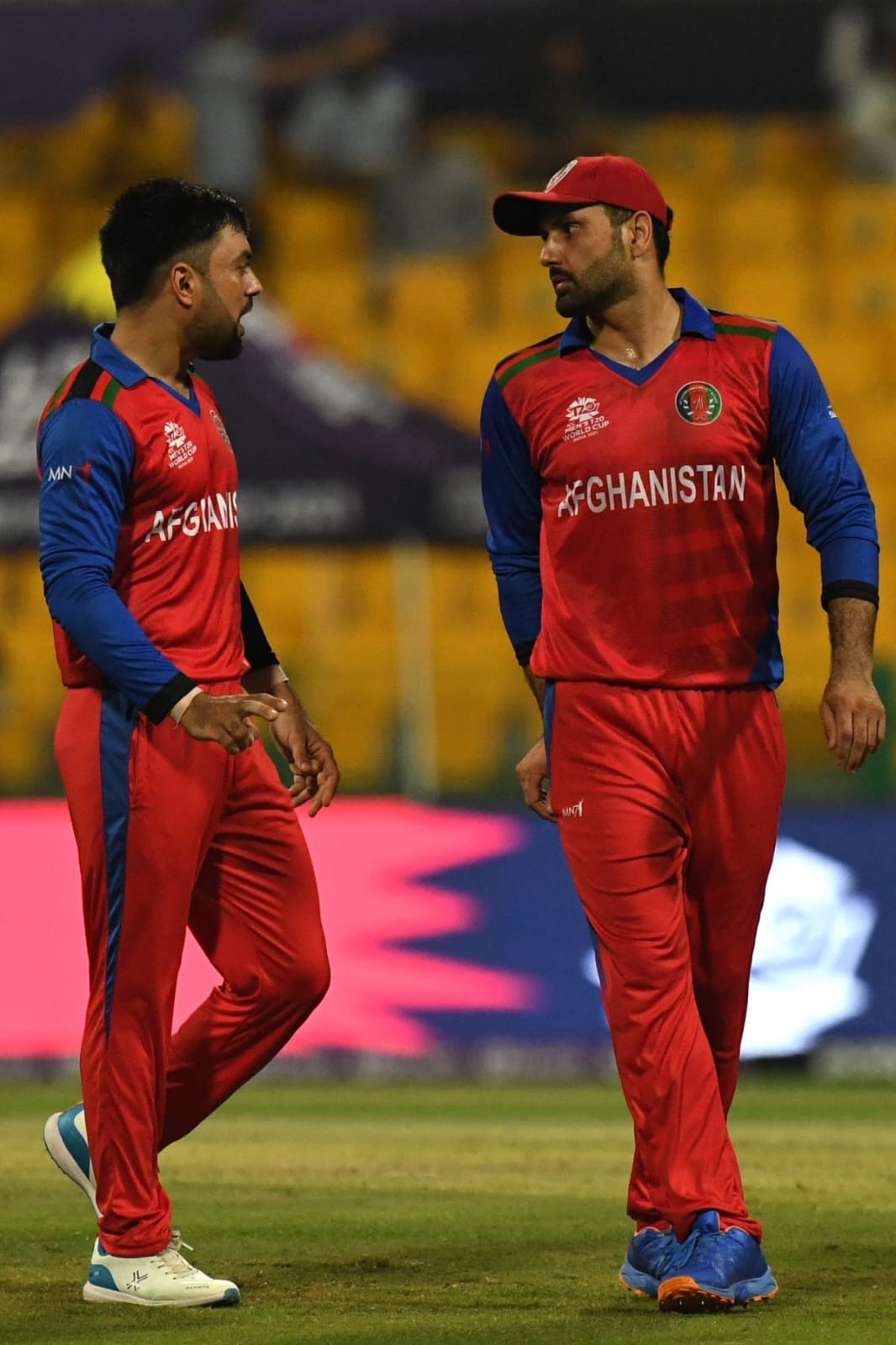 All eyes will be on the experienced duo of Mohammed Nabi and Rashid Khan in this World Cup. Pic Credits-X
