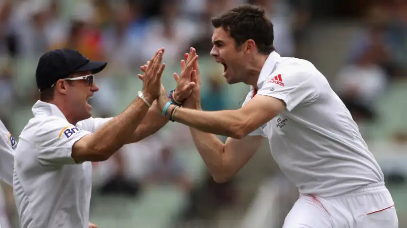 Andrew Strauss and James Anderson. Pic Credits: X