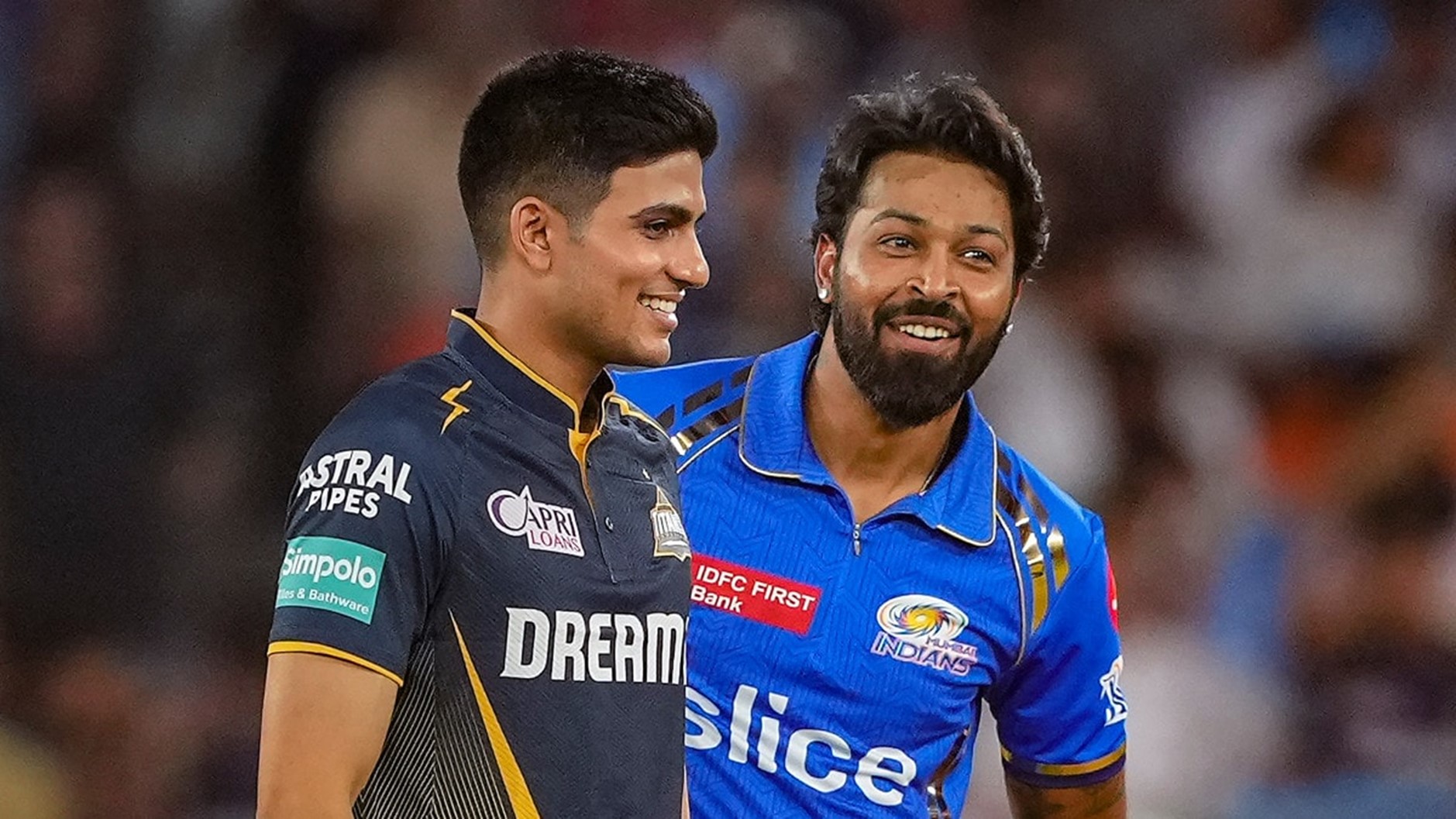 GT skipper Shubman Gill & MI skipper Hardik Pandya. Pic Credits: X