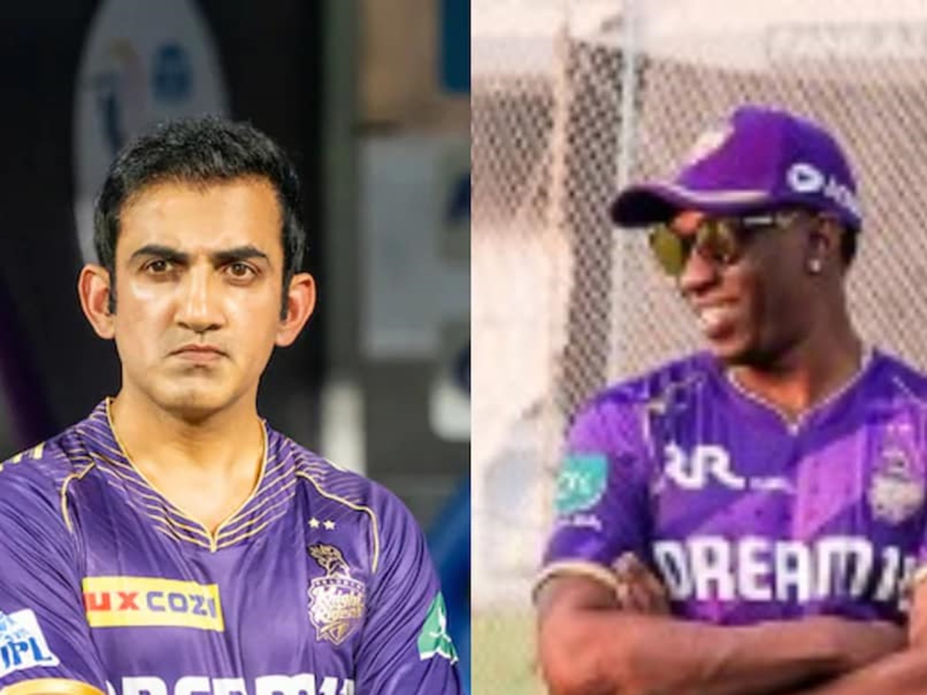 Gautam Gambhir & Dwayne Bravo. Pic Credits: X