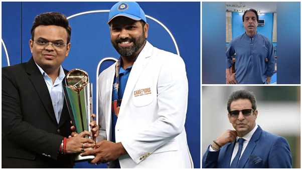 Jay Shah, Rohit Sharma, Shoaib Akhtar & Wasim Akram. Pic Credits: X