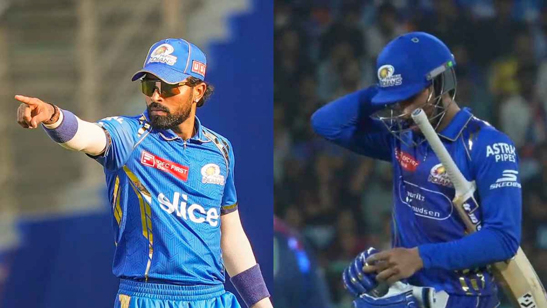 MI Hardik Pandya & Tilak Varma vs LSG. Pic Credits: X