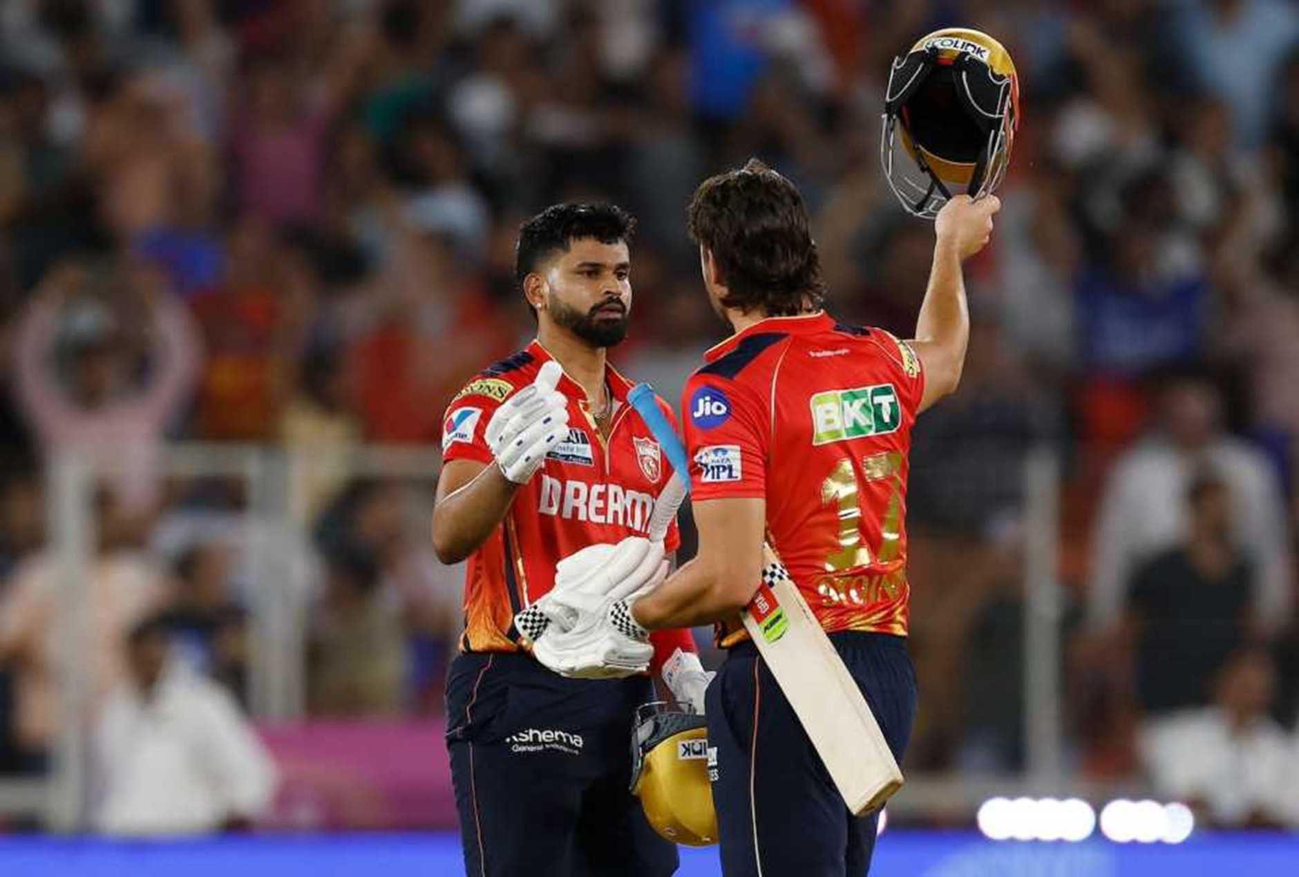 PBKS' Shreyas Iyer & Marcus Stoinis. Pic Credits: Getty