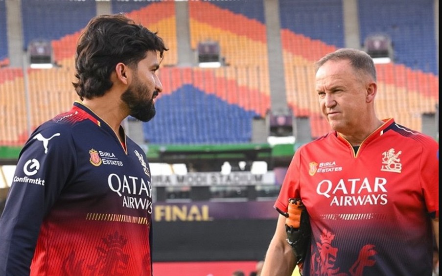 RCB's Rajat Patidar & Andy Flower. Pic Credits: Getty Images/ BCCI