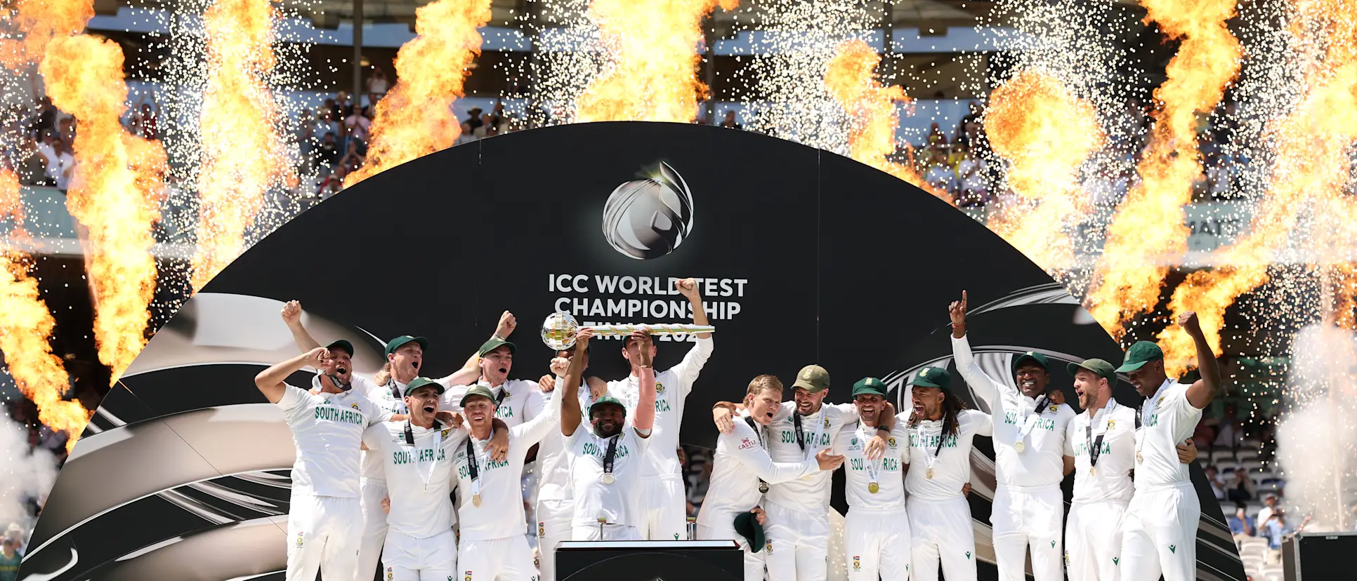 Temba Bavuma's South Africa winning ICC WTC 2023-25 title. Pic Credits: ICC/Getty Images