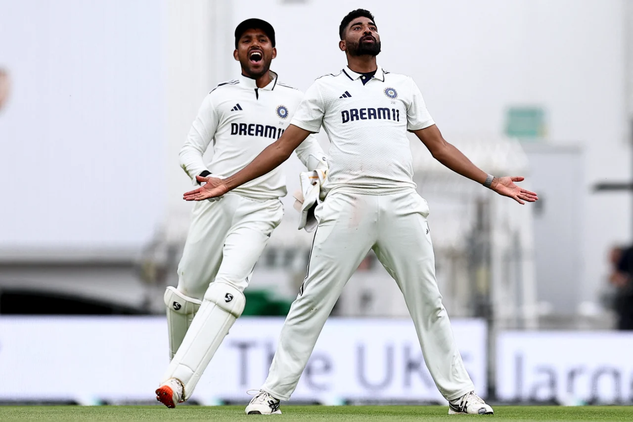Mohammed Siraj celebrates after winning the match for India, England vs India, 5th Test Match, Day 5 Pic Credits: ESPNcricinfo