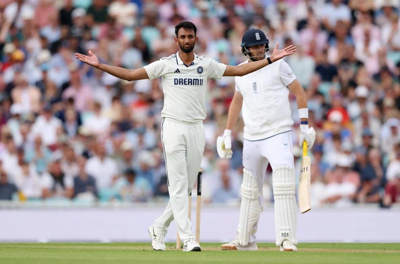 Prasidh Krishna celebrates after dismissing Jamie Overton, England vs India 5th Match, Day 2
