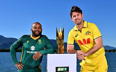 South Africa's Temba Bavuma & Australia's Mitchell Marsh. Pic Credits: Getty Images