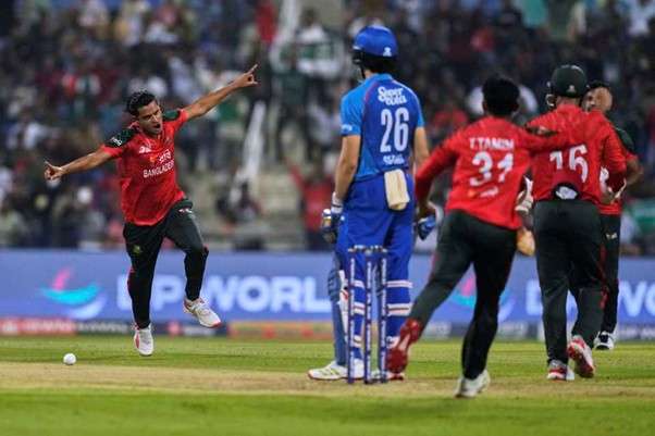 Bangladesh's Nasum Ahmed vs Afghanistan. Pic Credits: Associated Press