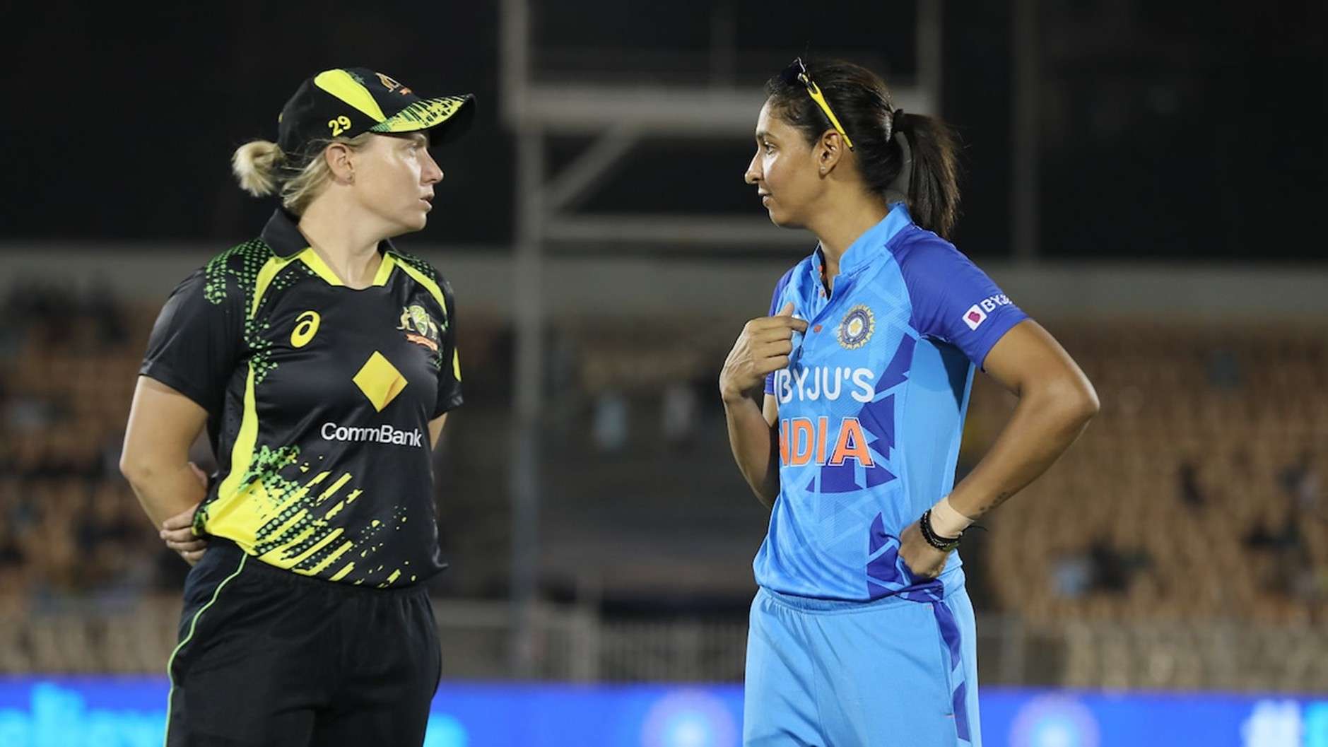 India's captain Harmanpreet Kaur & Australia's captain Alyssa Healy. Pic Credits: AFP