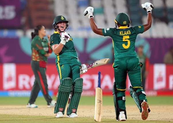 Bangladesh vs Nadine de Klerk & Masabata Klaas. Pic Credits: ICC