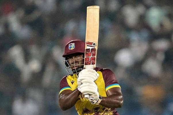 West Indies' Rovman Powell vs Bangladesh. Pic Credits: AFP