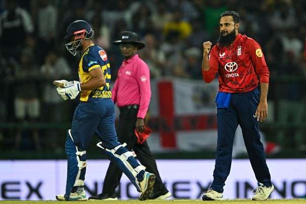 England's Adil Rashid vs Sri Lanka. Pic Credits: AFP