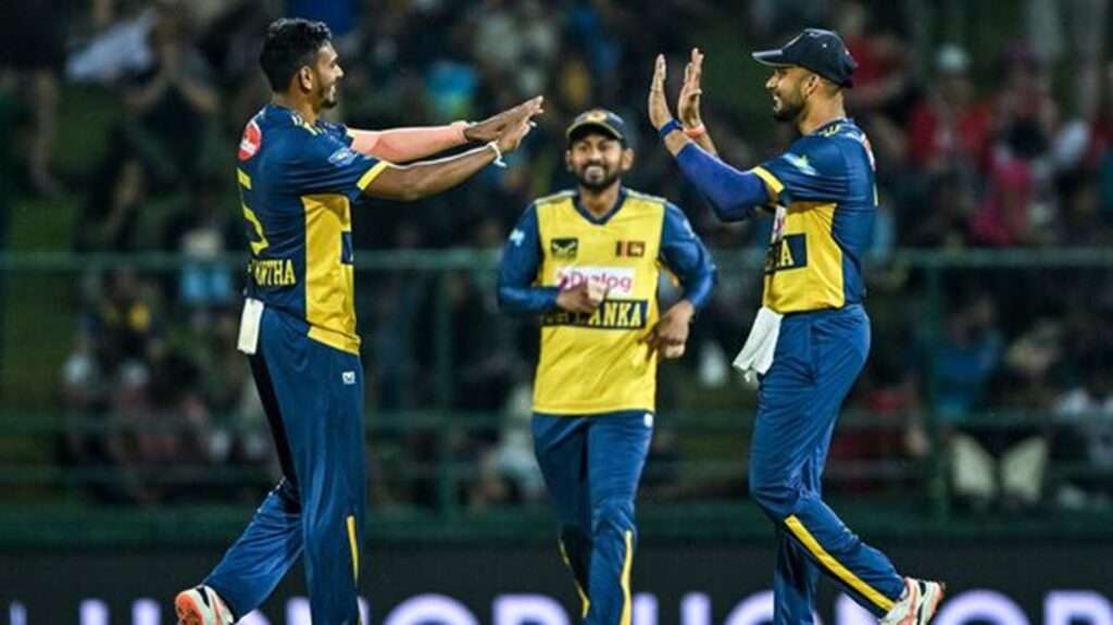 Dushnmantha Chameera, Kamindu Mendis & Dasun Shanaka. Pic Credits: AFP