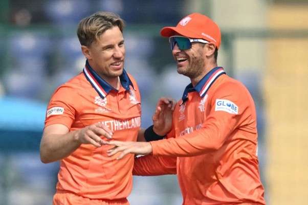 Netherlands' Logan van Beek. Pic Credits: ICC