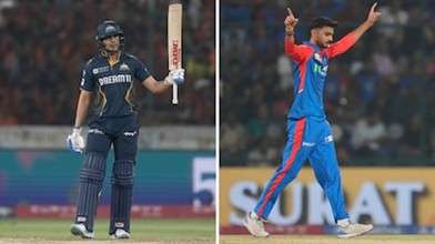 GT's Shubman Gill & DC's Axar Patel. Pic Credits: AP