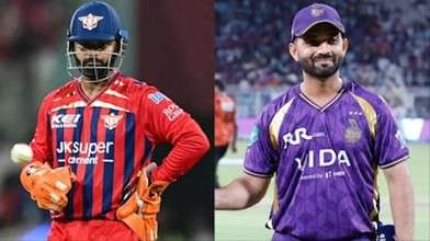 KKR's Ajinkya Rahane & LSG's Rishabh Pant. Pic Credits: AP