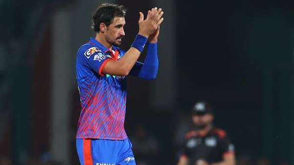DC's Mitchell Starc vs RR. Pic Credits: Reuters