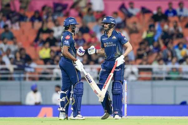 GT's Shubman Gill & Sai Sudharsan vs RR. Pic Credits: BCCI