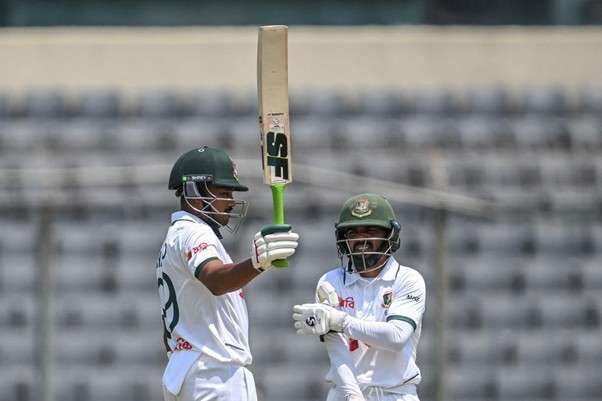 Bangladesh's Najmul Shanto Hossain & Mominul Haque. Pic Credits: AFP