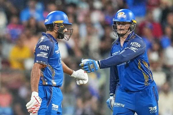 Rohit Sharma & Ryan Rickelton. Pic Credits: AP