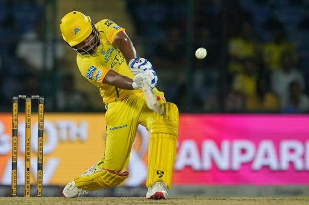 CSK's Sanju Samson vs DC. Pic Credits: AP