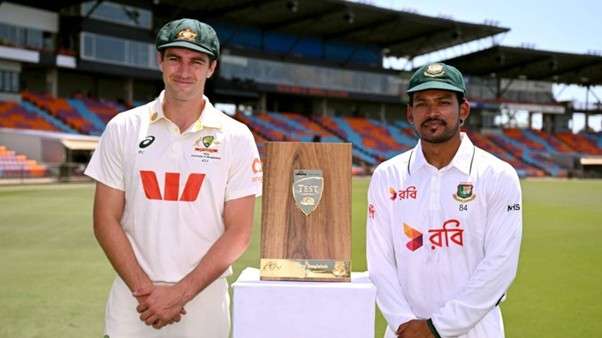 Australia's captain Pat Cummins & Bangladesh's captain Najmul Shanto Hossain. Pic Credits: Getty Images