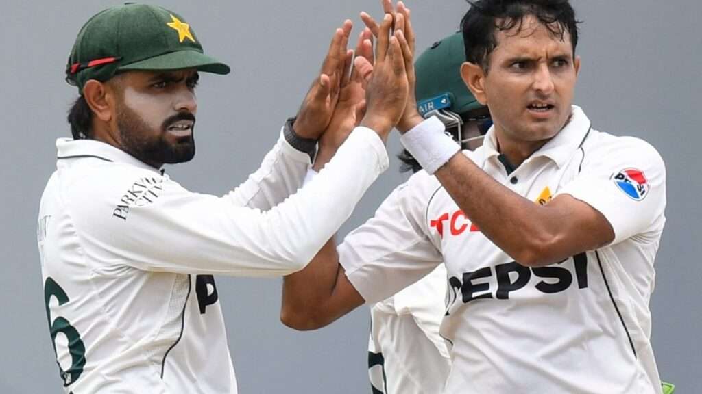 Babar Azam and Mohammad Abbas. Pic Credits: AFP