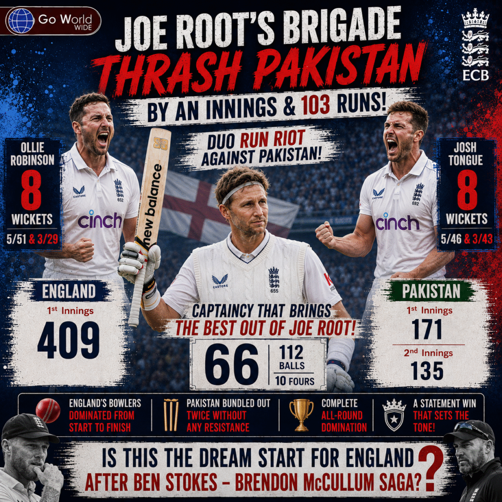 Ollie Robinson, Joe Root & Josh Tongue. Pic Credits: X