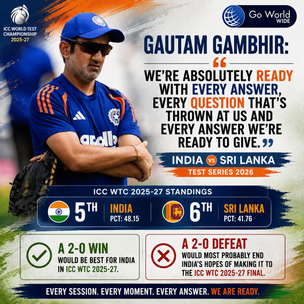 Gautam Gambhir & ICC WTC standings of India & Sri Lanka. Pic Credits: X