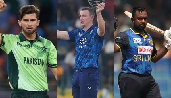 Pakistan's Shaheen Afridi, England's Harry Brook & Sri Lanka's Charith Asalanka. Pic Credits: AFP