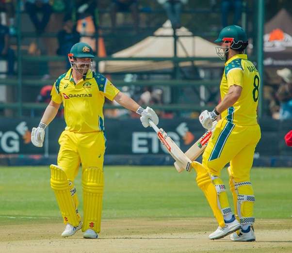 Australia's Travis Head and Mitchell Marsh vs Zimbabwe. Pic Credits: Zimbabwe Cricket