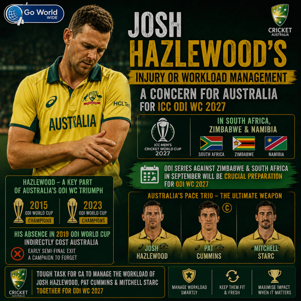 Josh Hazlewood a key factor for Australia in ODI WC 2027. Pic Credits: X