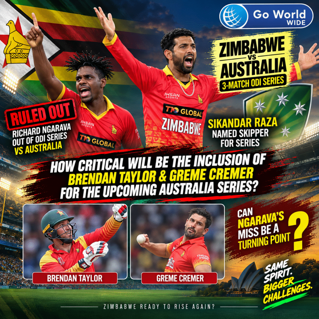 Richard Ngarava, Sikandar Raza, Brendan Taylor & Greme Cremer. Pic Credits: X