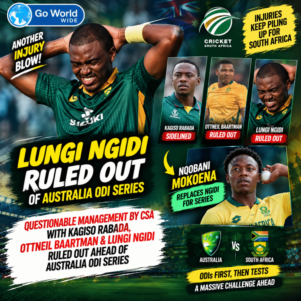 Kagiso Rabada, Ottneil Baartman, Lungi Ngidi, CSA. Nqobani Mokoena. Pic Credits: X