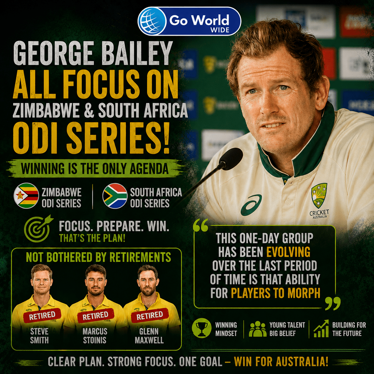 George Bailey's take on ZIM & SA ODIs. Pic Credits: X
