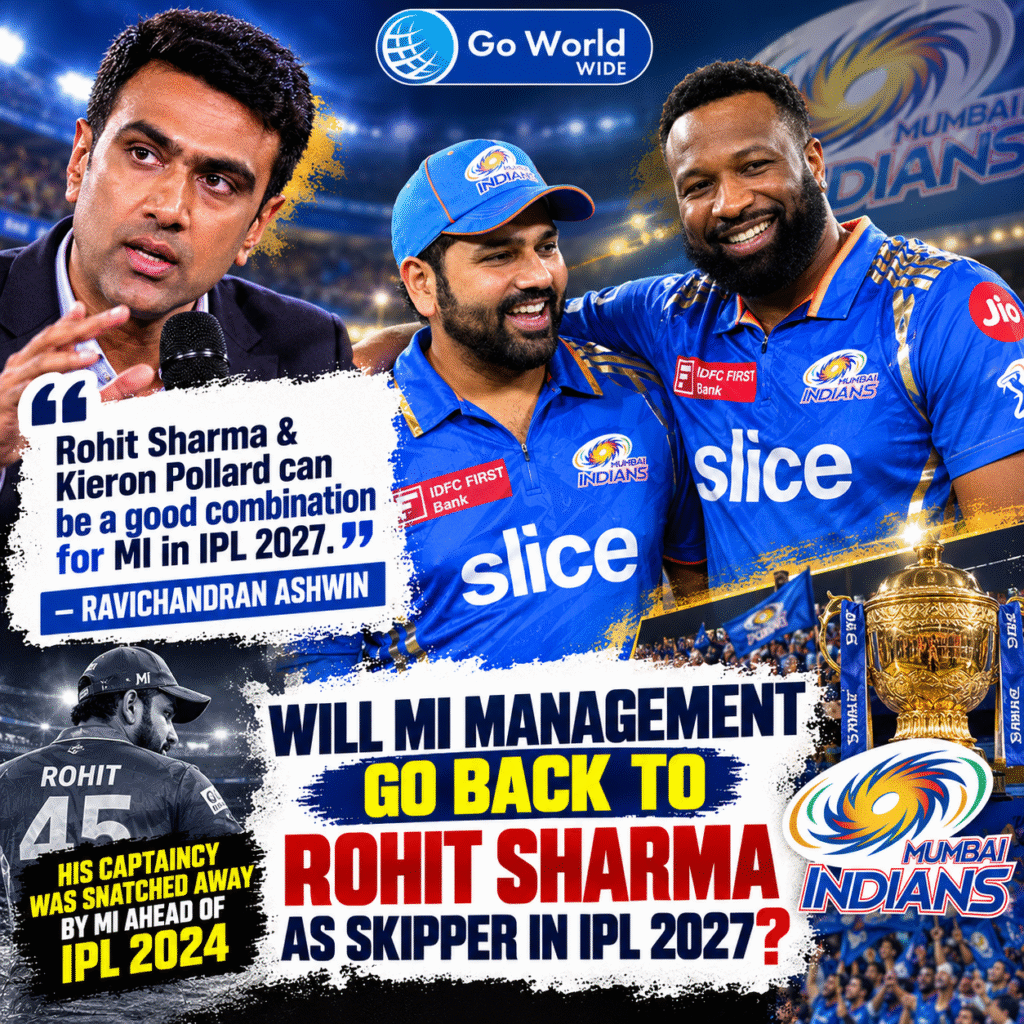 Rohit Sharma, Kieron Pollard & Ravichandran Ashwin. Pic Credits: X