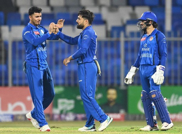 Rahmanullah Gurbaz, Rashid Khan and Mujeeb-ur-Rahman. Pic Credits: Afghanistan Cricket Board