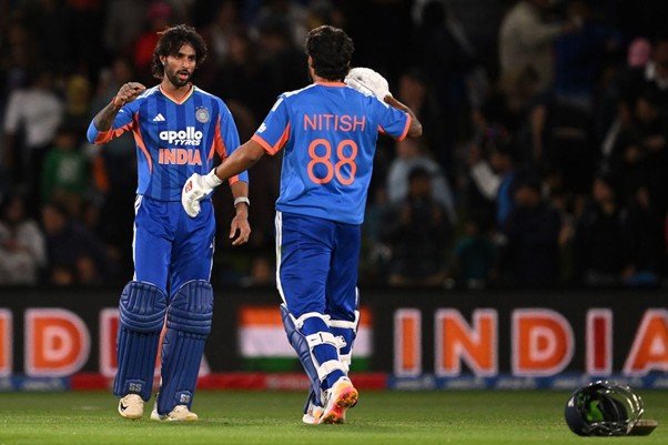 New Zealand' vs Tilak Varma and Nitish Kumar Reddy. Pic Credits: Getty Images